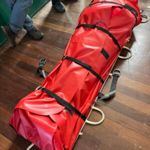 Fully wrapped in the Petzl nest stretcher. (Pic: D.Linton)